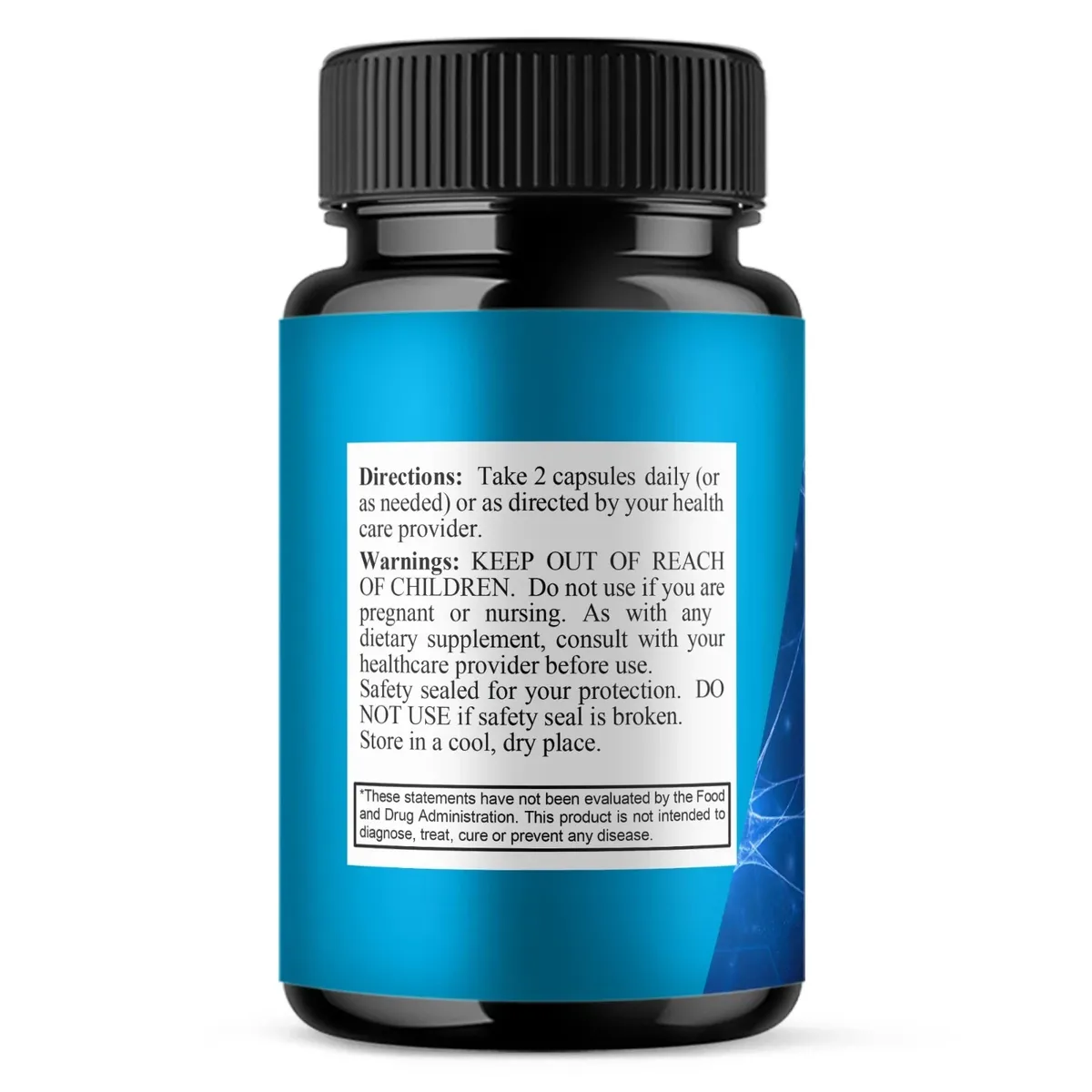 Back of the Neuro Recall bottle: directions, warnings, safety seal and FDA statement